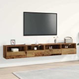 VidaXL Dulapuri TV de perete, 2 buc., lemn vechi, 100x30x30 cm, lemn