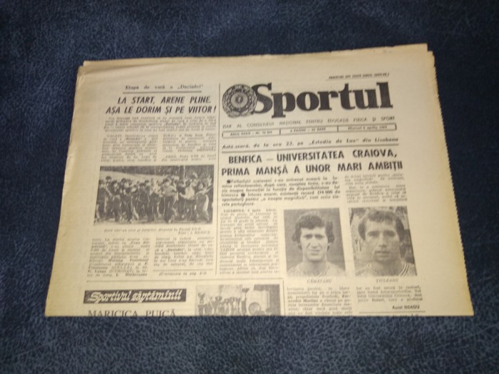 ZIARUL SPORTUL 6 APRILIE 1983 CRAIOVA BENFICA