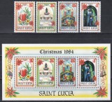 St. Lucia 1984 - Crăciun, Serie + Colita, MNH