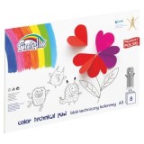 Bloc tehnic colorat A3 Fiorello 150-1439, 160g/mp, mix diverse culori, set 8 file