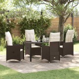vidaXL Set de masă pentru grădină cu pernă 5 pcs Maro Rattan poli 3379641