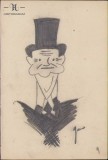 HST 166S Caricatura barbat anii 1930 Geo Dumitrescu semnata