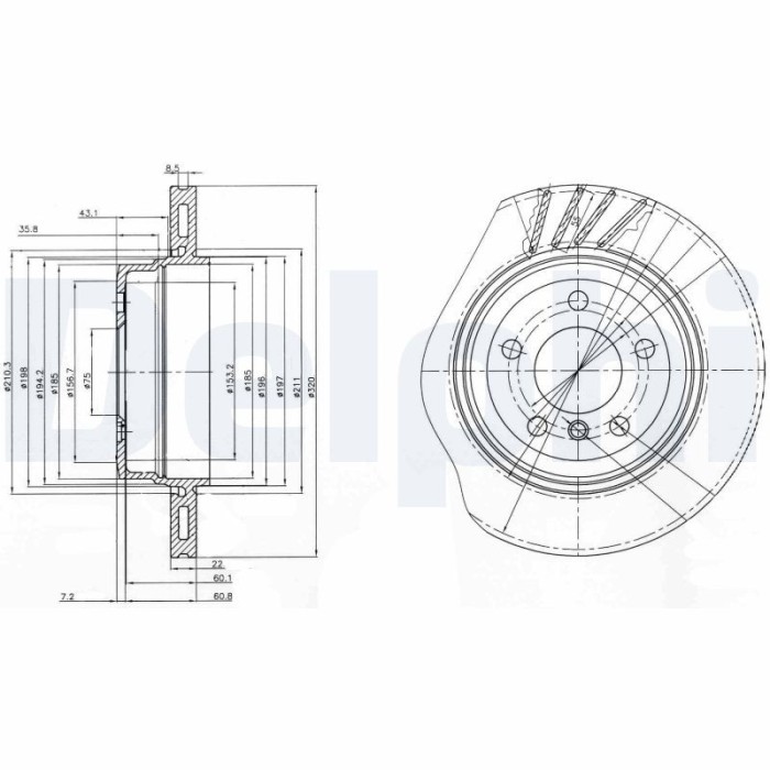 DELPHI BG3943 Disc frana
