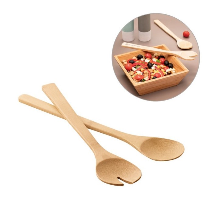 Set de 2 tacamuri din bambus pentru salate