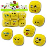 Set mingi sport moi, emoticoane galbene, 7 cm, 6 bucati, Lean 24350