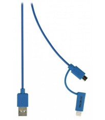 Cablu alimentare si sincronizare albastru USB 2.0 A tata - micro B tata cu adaptor lightning 1m cupru Valueline foto