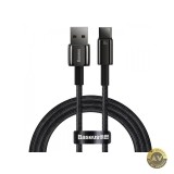 Cablu Date si Incarcare USB-A - USB-C Baseus Tungsten Gold 100W 1m Negru CAWJ000001