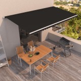 VidaXL Copertină retractabilă manual, antracit, 600x350 cm