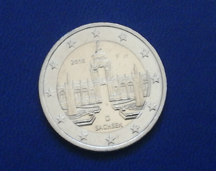M3 C50 - Moneda foarte veche - 2 euro - omagiala - Sachsen - D - Germania - 2016
