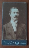 Fotografie tip CDV, barbat cu mustata, Constantin M. Gherghina, sfarsit de secol XIX
