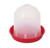 Adapator Pasari 5L Circular Plastic Rezistent, Baza Rosie, Cilindru Transparent - Alimentare Manuala, Pasari Curte