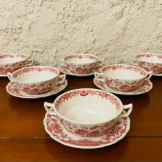 SET DE 6 BOLURI CU FARFURII- PORTELAN ENGLEZESC "WINDSOR" RIDGWAY STAFFORDSHIRE