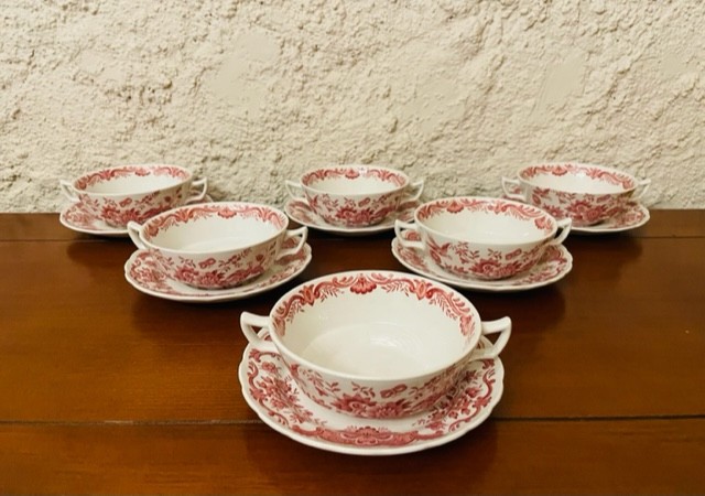 SET DE 6 BOLURI CU FARFURII- PORTELAN ENGLEZESC &amp;quot;WINDSOR&amp;quot; RIDGWAY ...