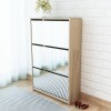 VidaXL Pantofar cu oglindă și 3 niveluri, stejar, 63 x 17 x 102,5 cm 243047