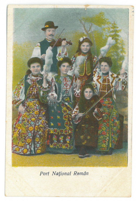 4722 - ETHNIC, music violin, Romania - old postcard - unused