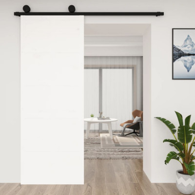 vidaXL Ușă de hambar, alb, 80x1,8x214 cm, lemn masiv de pin foto