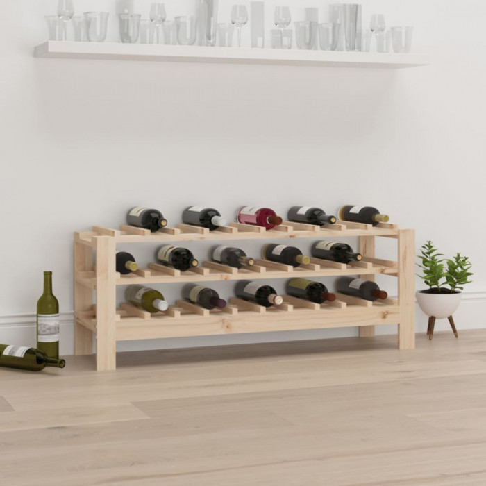 vidaXL Suport de vinuri, 109,5x30x42 cm, lemn masiv de pin