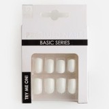 Unghii False Square cu Adeziv, Alb, 12 buc, CMCLASS