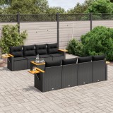 Gossi set mobilier de gradina cu perne, 9 piese, negru, poliratan