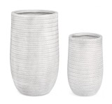 Cumpara ieftin Set 2 ghivece flori fibra sticla alba 34x55 cm, 47x75 cm