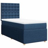 Cumpara ieftin Pat box spring cu saltea, albastru, 90x200 cm, textil