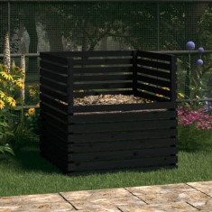 vidaXL Compostor, negru, 100x100x102 cm, lemn masiv de pin