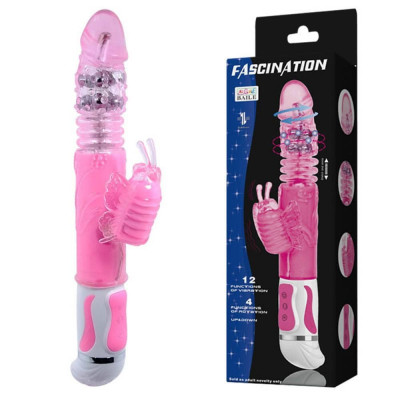 Vibrator Rabbit Cu Rotatii Fascination 3, Roz, 30.5 cm foto