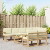 vidaXL Set de canapele de exterior 9 pcs Alb și crem Poliester 3387829