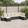 VidaXL Set de canapele pentru grădină cu pernă 7 pcs Negru Rattan poli 3355816