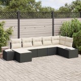 Set de canapele pentru grădină cu pernă Manual 7 pcs Negru Ratan PE