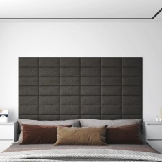 vidaXL Panouri de perete 12 buc. gri &icirc;nchis 30x15 cm textil 0,54 m&sup2;