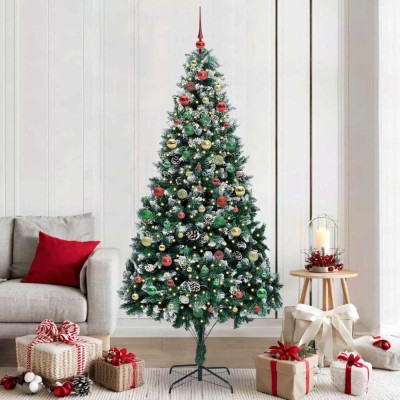 vidaXL Brad de Crăciun artificial Verde 210 cm PVC și Oțel și Plastic 3396281 foto