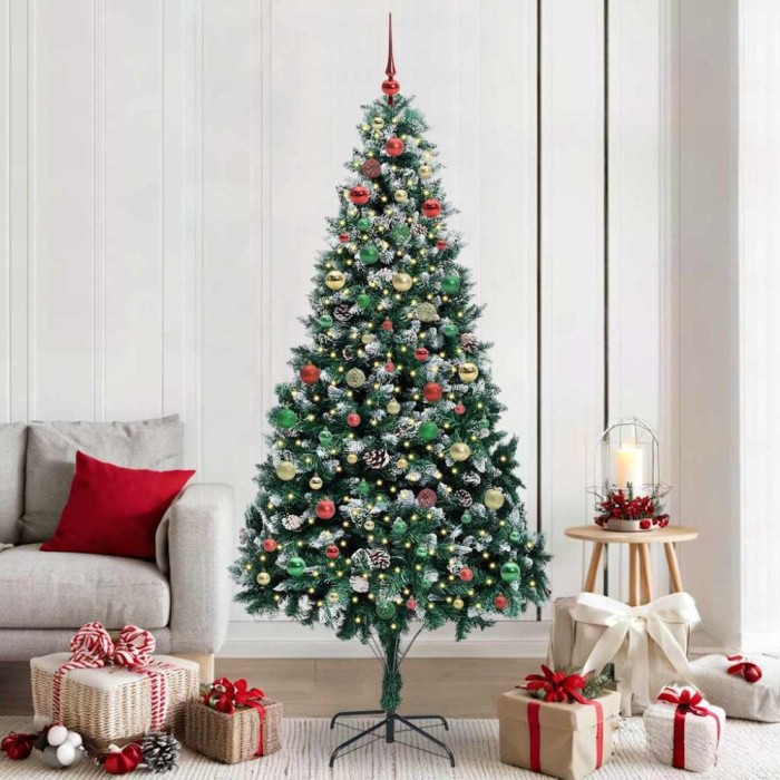 vidaXL Brad de Crăciun artificial Verde 210 cm PVC și Oțel și Plastic 3396281