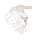 Cumpara ieftin Set 2 body-uri cu maneca lunga petrecute bebe unisex -100% bumbac organic - Ecru cu buline, BabyCosy (Marime: 3-6 Luni)