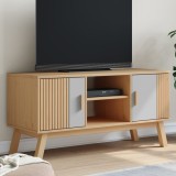 Cumpara ieftin Dulap TV &bdquo;OLDEN&rdquo;, gri/maro, 114x43x57 cm, lemn masiv pin