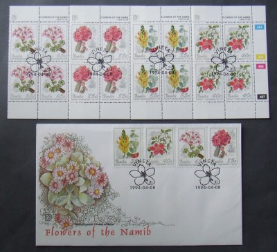 NAMIBIA-- FLORI LOCALE-4 V. in bloc de 4 + FDC-NAM 09B foto