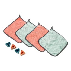 Set 4 lavete cu suport, 25 x 25 cm, microfibra, multicolor