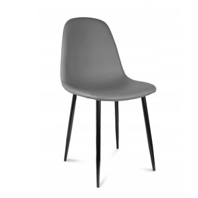 Scaun tip scandinav, tapitat, piele ecologica, model cusatura pe spate, gri si negru, max 100 kg, 44x52x85 cm, Vigo foto