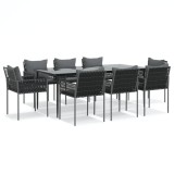 Set mobilier de gradina cu perne, 9 piese, poliratan si otel