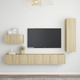 Cumpara ieftin Set de dulapuri TV, 4 piese, stejar sonoma, lemn prelucrat