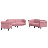 Cumpara ieftin Set de canapele, 3 piese, roz, catifea
