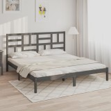 VidaXL Cadru de pat, gri, 200x200 cm, lemn masiv