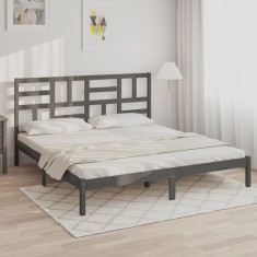 vidaXL Cadru de pat, gri, 200x200 cm, lemn masiv 3105972