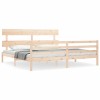 Cadru pat cu tablie 200x200 cm, lemn masiv de pin