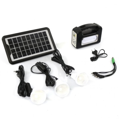 Sistem de iluminat solar GDPLUS, 3 becuri LED, unitate principala/baterie cu lanterna, USB, cablu de incarcare foto