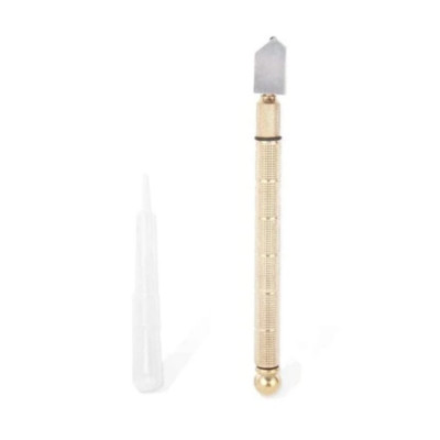 Creion Diamant profesional pentru taiat sticla, pipeta turnare ulei inclusa, 17 cm, auriu foto