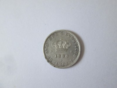 Portugalia 50 Reis 1880 argint 917 regele Luiz I foto
