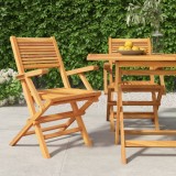 Gossi scaune de gradina pliante, 2 buc, 55x62x90 cm, lemn masiv tec
