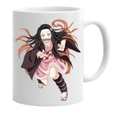 Cana alba personalizata anime demon slayer nezuko, INOVATIX&reg;. 330 ml, Oem