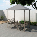 VidaXL Pavilion de grădină cu masă și bănci, antracit, 2,5x1,5x2,4 m